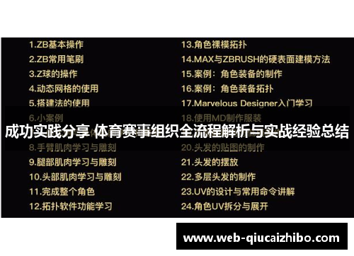 成功实践分享 体育赛事组织全流程解析与实战经验总结